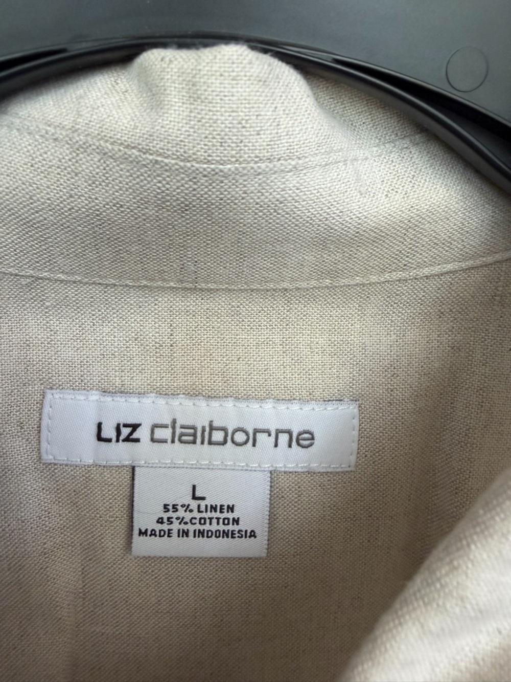 Liz Claiborne Cream Linen-Cotton Shirt - Picture 3 of 3